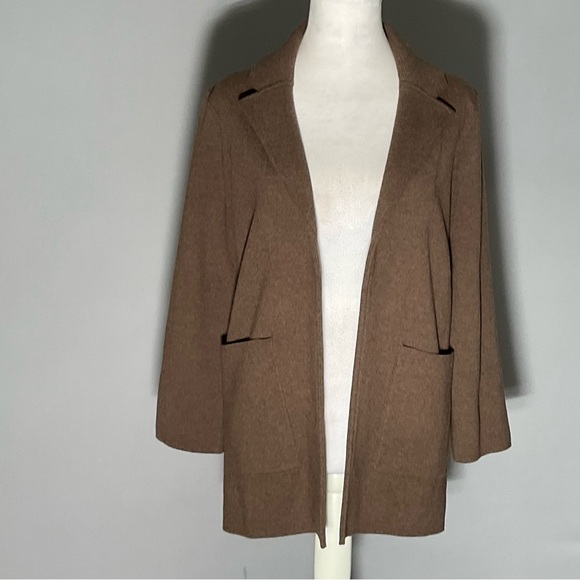Quince Organic Cottin Knit Blazer Cardigan XS Brown Minimalist Capsule Wardrobe - Picture 12 of 16